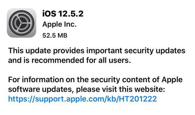 凤凰镇苹果手机维修分享iOS12.5.2发布，建议所有老苹果用户安装 